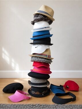Fedoras, visors, baseball hats.